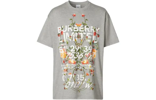 Burberry T Shirts Men's Light Heather Gray Crew Neck Moderate Straight Fit