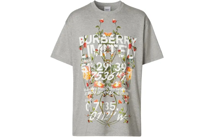 Burberry T Shirts Men's Light Heather Gray Crew Neck Moderate Straight Fit