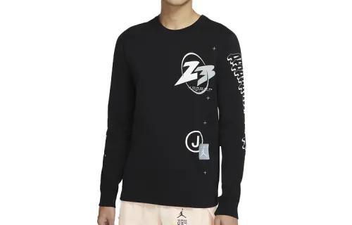 Jordan Air T Shirts Men's Black Crew Neck Moderate Straight Fit