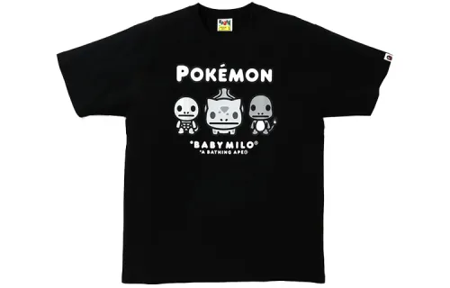 A BATHING APE X Pokemon Bape T Shirts Unisex Crew Neck Moderate Straight Fit