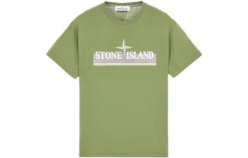 STONE ISLAND T Shirts Men's Army Green Crew Neck Moderate Straight Fit