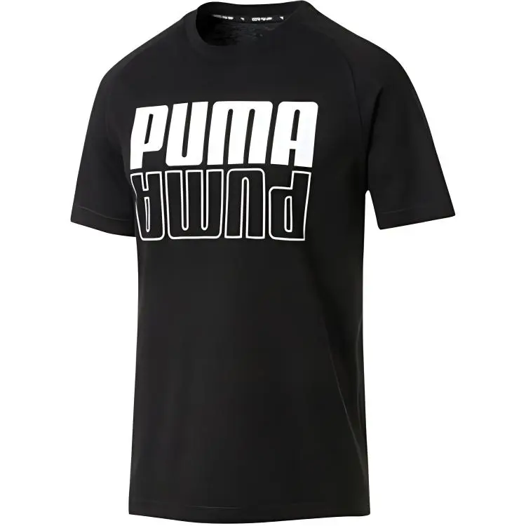 PUMA T-Shirts Men's Black Crew Neck Moderate Straight Fit