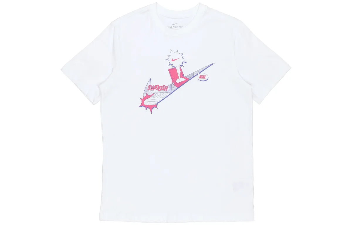 Nike T-Shirts Men's White Crew Neck Moderate Straight Fit