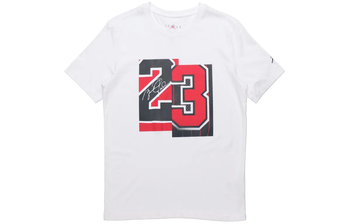 Jordan T-Shirts Men's White Crew Neck Moderate Straight Fit