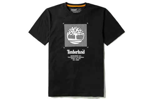 Timberland T Shirts Men's Black Crew Neck Moderate Straight Fit