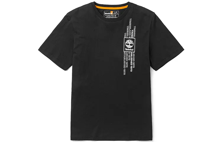 Timberland T Shirts Men's Black Crew Neck Moderate Straight Fit