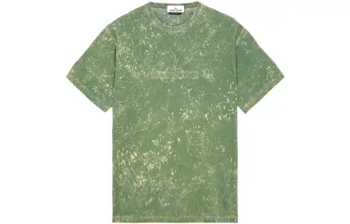 STONE ISLAND T Shirts Men's Green Crew Neck Moderate Straight Fit
