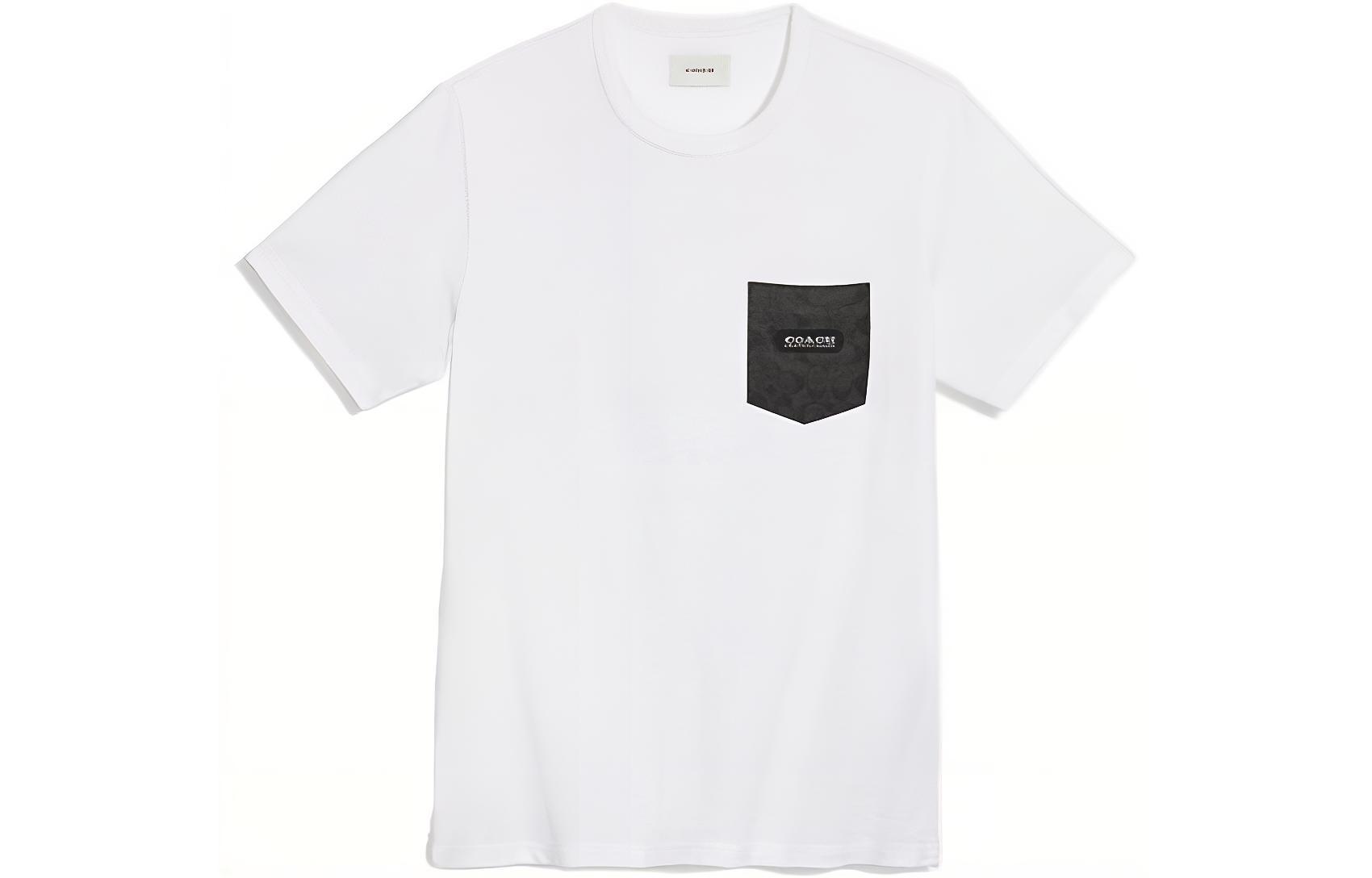 COACH Logo Letter Pocket Crew Neck Pullover Short Sleeved SS23 T Shirt Men's White
