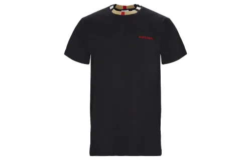 Burberry Men Icon Stripe Trim Cotton T-shirt Black