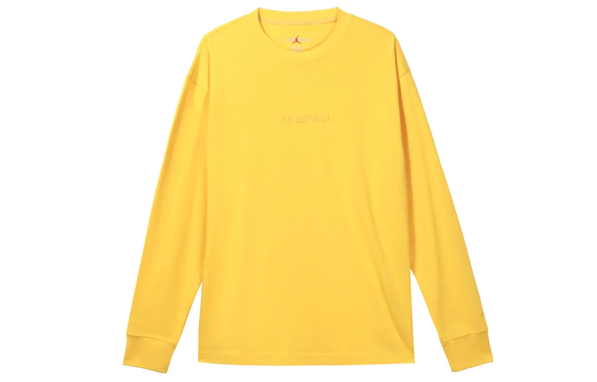 Jordan Wordmark T-Shirts Men's Yellow Crew Neck Moderate Straight Fit