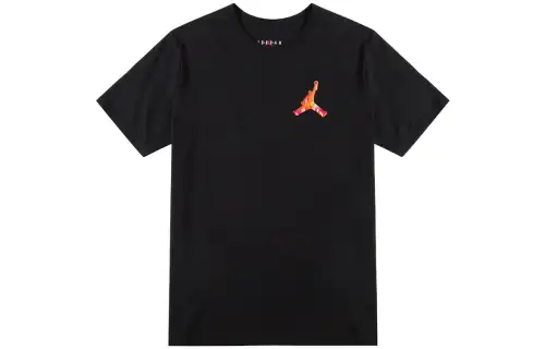 Jordan T Shirts Men's Black Crew Neck Moderate Straight Fit