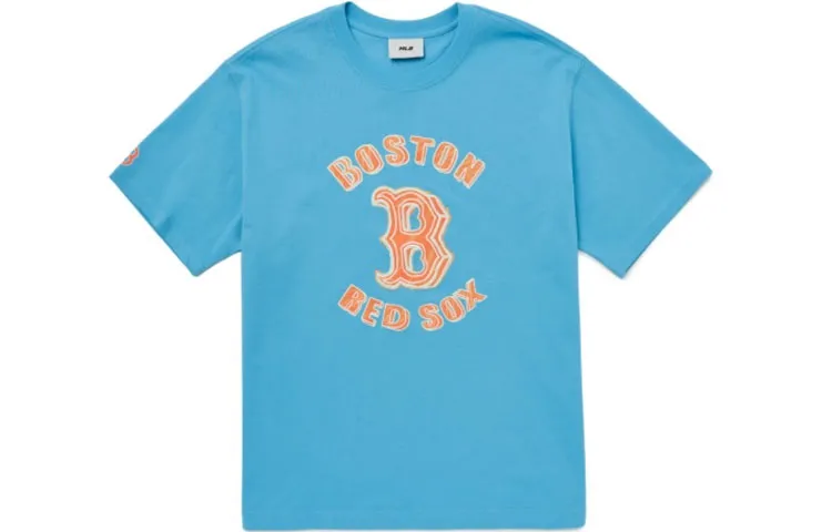 MLB T-Shirts Unisex Blue Crew Neck Moderate Straight Fit