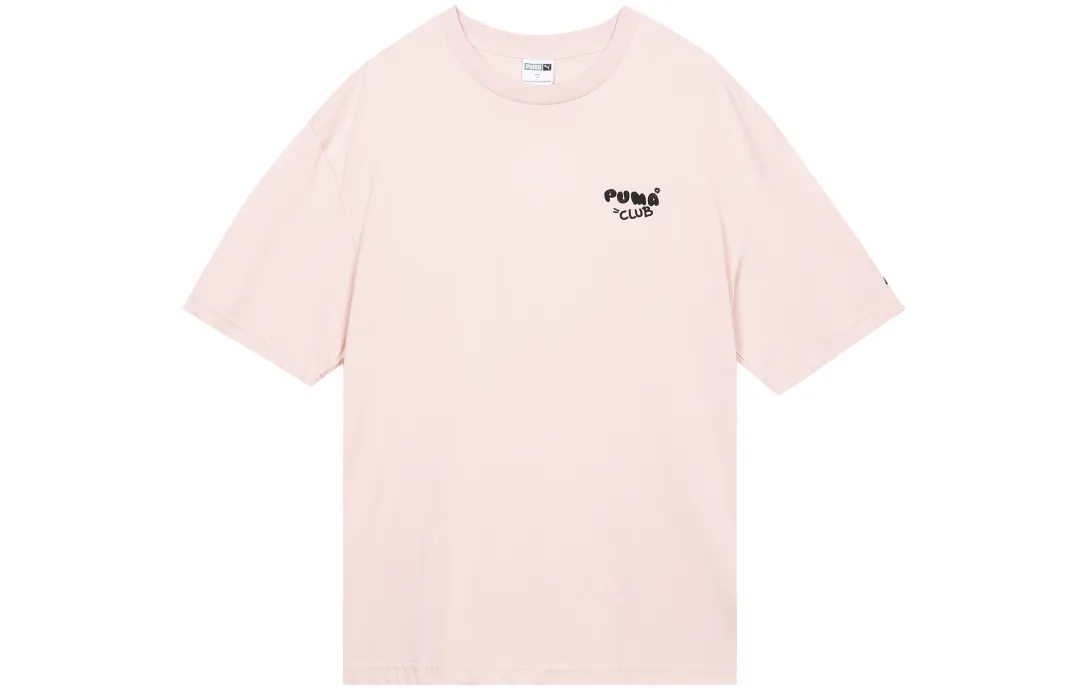 PUMA T Shirts Men's Pink Crew Neck Moderate Straight Fit