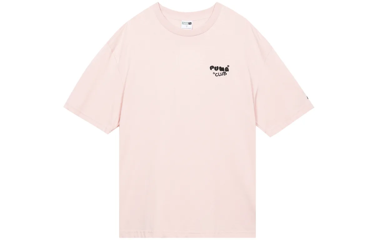 PUMA T-Shirts Men's Pink Crew Neck Moderate Straight Fit