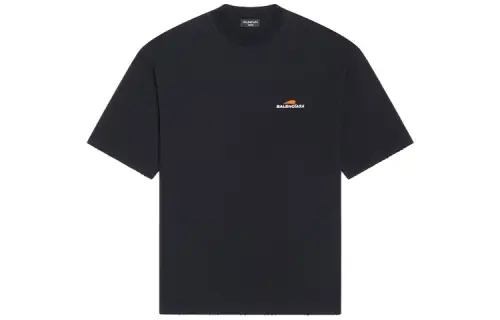 Balenciaga T Shirts Men's Black Crew Neck Moderate Straight Fit