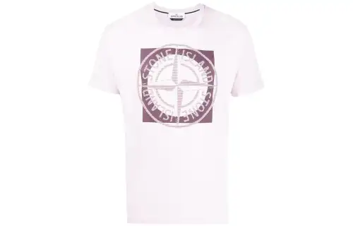 STONE ISLAND T Shirts Men's Pink Crew Neck Moderate Straight Fit