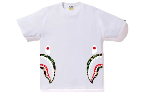 A BATHING APE Shark series ABC Side Shark Tee camouflage side short-sleeved T-shirt, same style for men and women