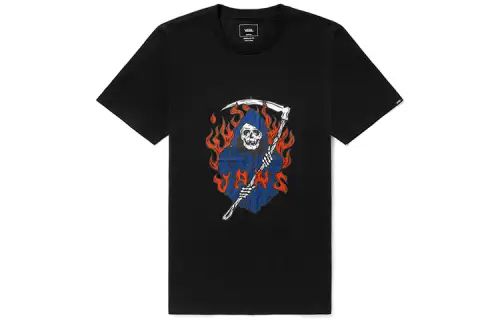 Vans T Shirts Unisex Black Crew Neck Moderate Straight Fit