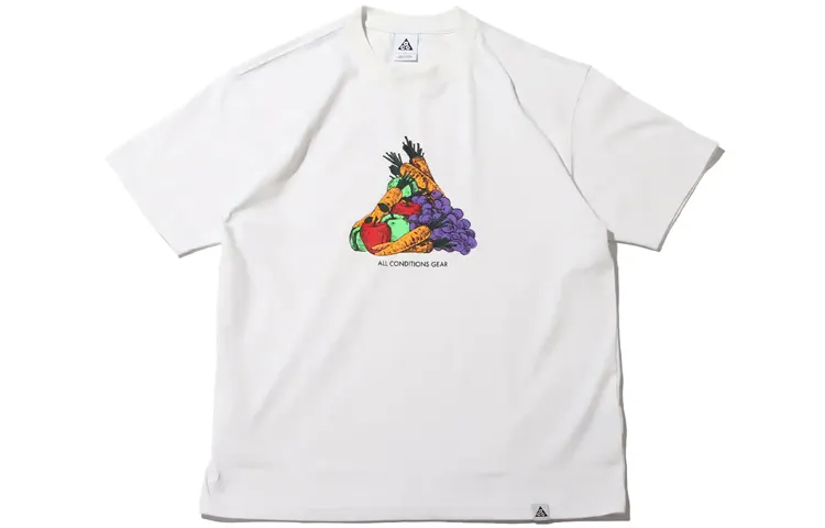 Nike ACG T-Shirts Men's White Crew Neck Moderate Straight Fit