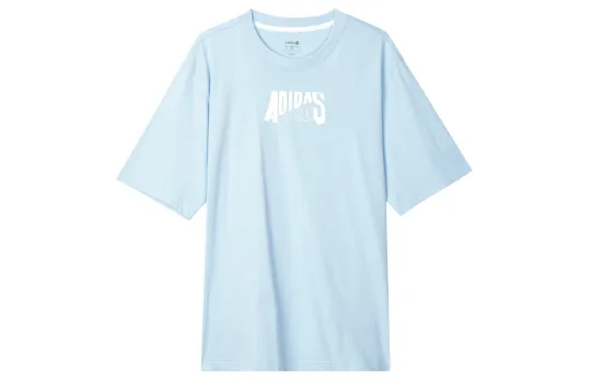 Adidas Neo T Shirts Unisex Blue Crew Neck Moderate Straight Fit