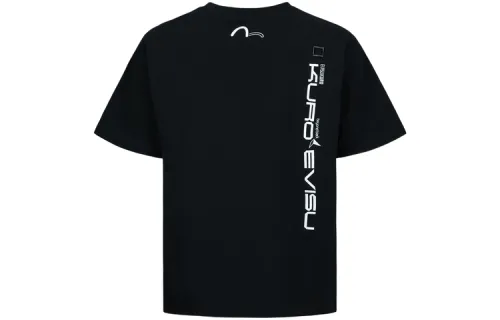 EVISU T Shirts Men's Black Crew Neck Moderate Straight Fit