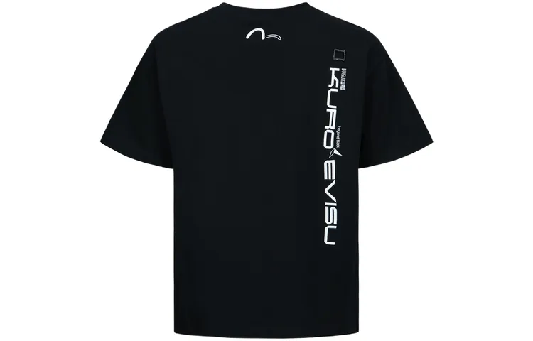 EVISU T Shirts Men's Black Crew Neck Moderate Straight Fit