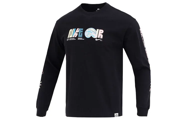 Nike T-Shirts Men's Black Crew Neck Moderate Straight Fit