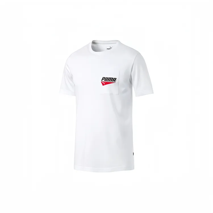 PUMA T-Shirts Men's White Crew Neck Moderate Straight Fit