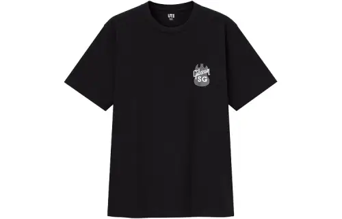 UNIQLO T Shirts Unisex Black Crew Neck Moderate Straight Fit