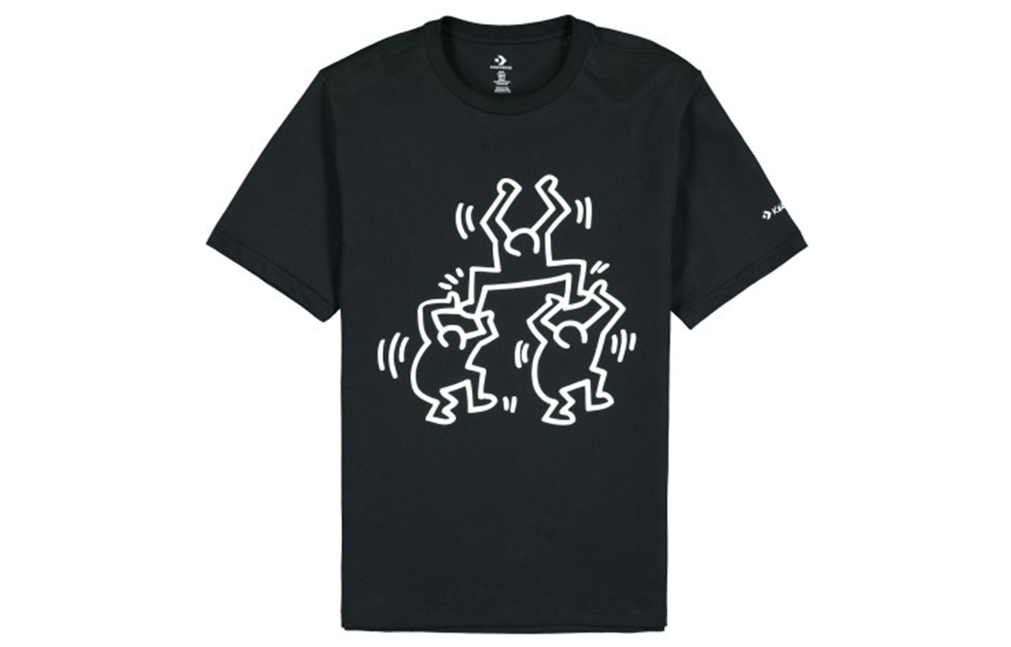 Converse X Keith Haring/Keith Haring joint model cartoon pattern printed round neck short-sleeved T-shirt men's black