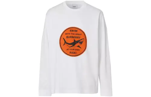 Burberry T Shirts Men's White Crew Neck Moderate Straight Fit