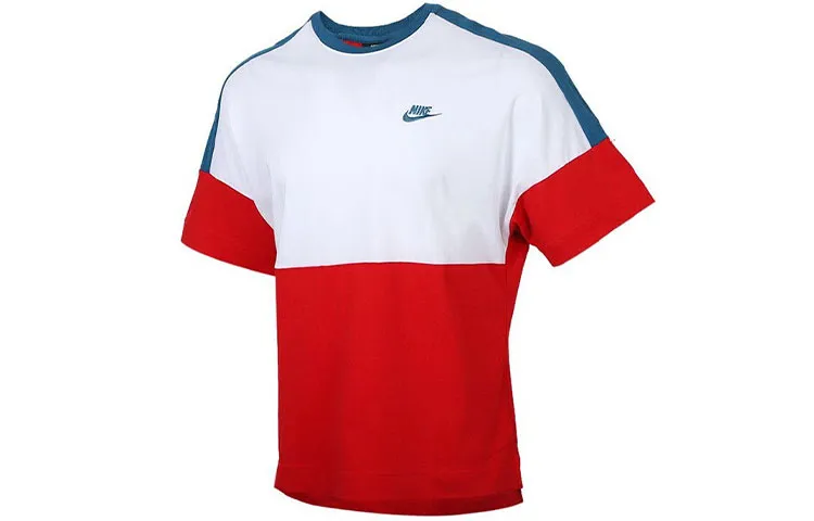 Nike T-Shirts Men's Red Crew Neck Moderate Straight Fit