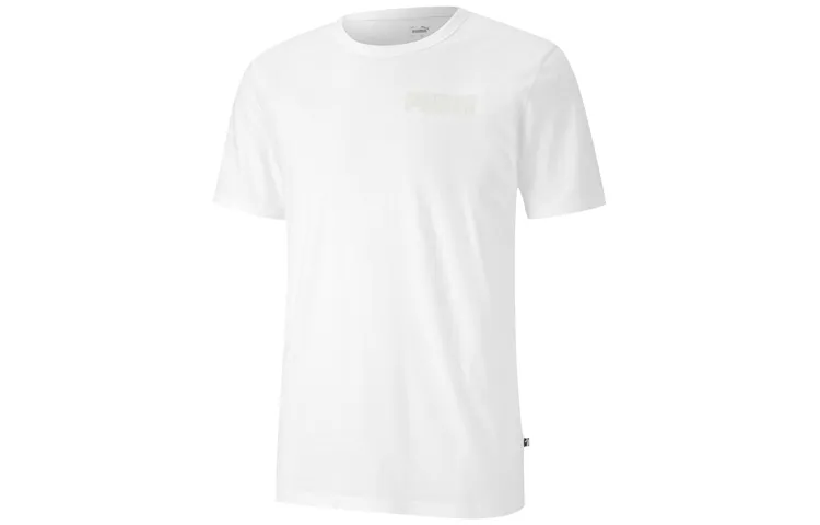 PUMA T-Shirts Men's White Crew Neck Moderate Straight Fit