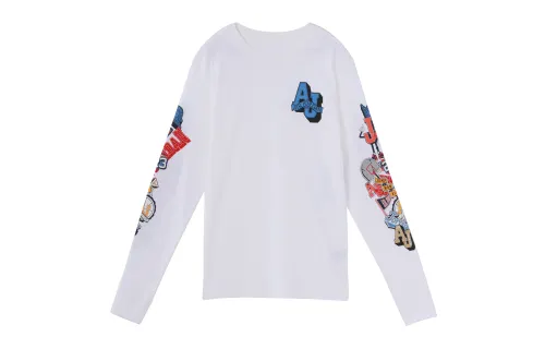 Jordan T Shirts Men's White Crew Neck Moderate Straight Fit