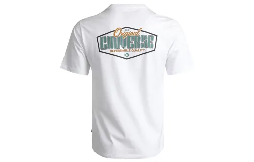 Converse T Shirts Men's White Crew Neck Moderate Straight Fit