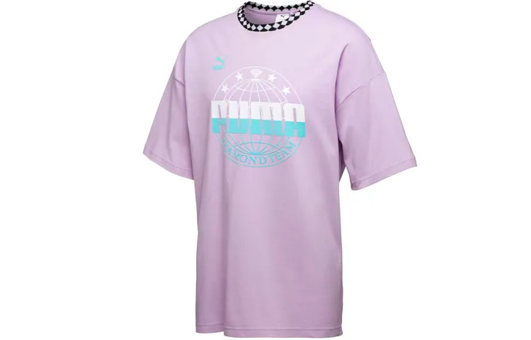 PUMA X Diamond Supply Co. Diamond Supply Co T-Shirts Men's Light Purple Crew Neck Moderate Straight Fit