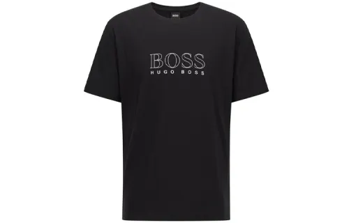 HUGO BOSS T Shirts Men's Black Crew Neck Moderate Straight Fit