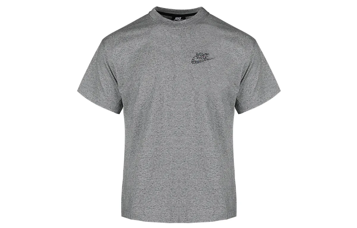 Nike T-Shirts Men's Gray Crew Neck Moderate Straight Fit
