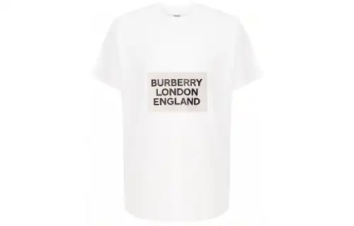 Burberry T Shirts Men's White Crew Neck Moderate Straight Fit
