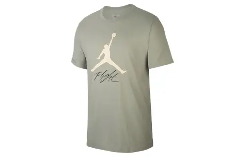 Jordan Flight T Shirts Men's Gray Crew Neck Moderate Straight Fit