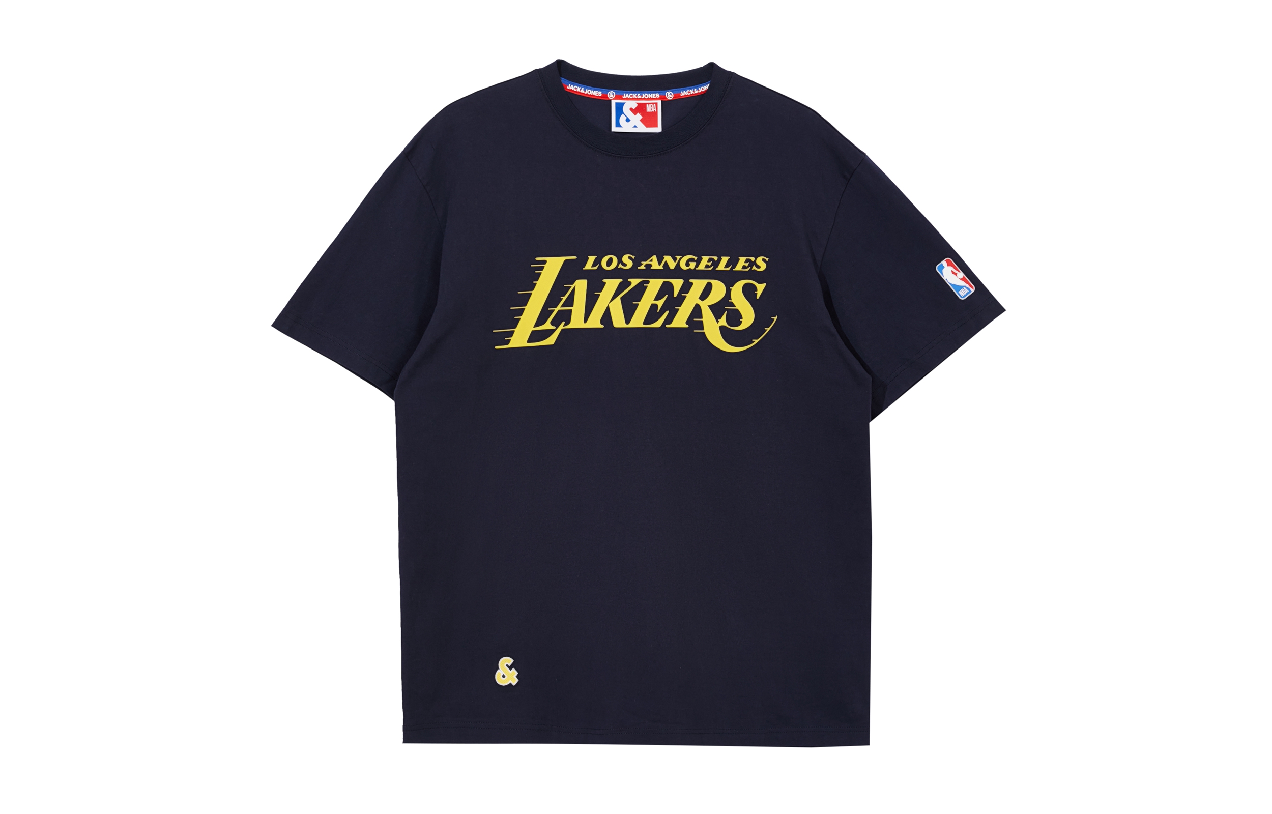 JACK JONES Jack Jones JACK&JONES x NBA joint model Lakers round neck loose casual sports high street commuting texture trendy brand short-sleeved European and American clothes trend versatile men's couple T-shirt same style for men and women
