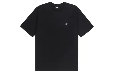 MLB Basic Logo T-Shirts Unisex Black Crew Neck Moderate Straight Fit