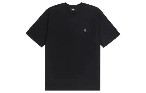 MLB Base Logo T Shirts Unisex Black Crew Neck Moderate Straight Fit