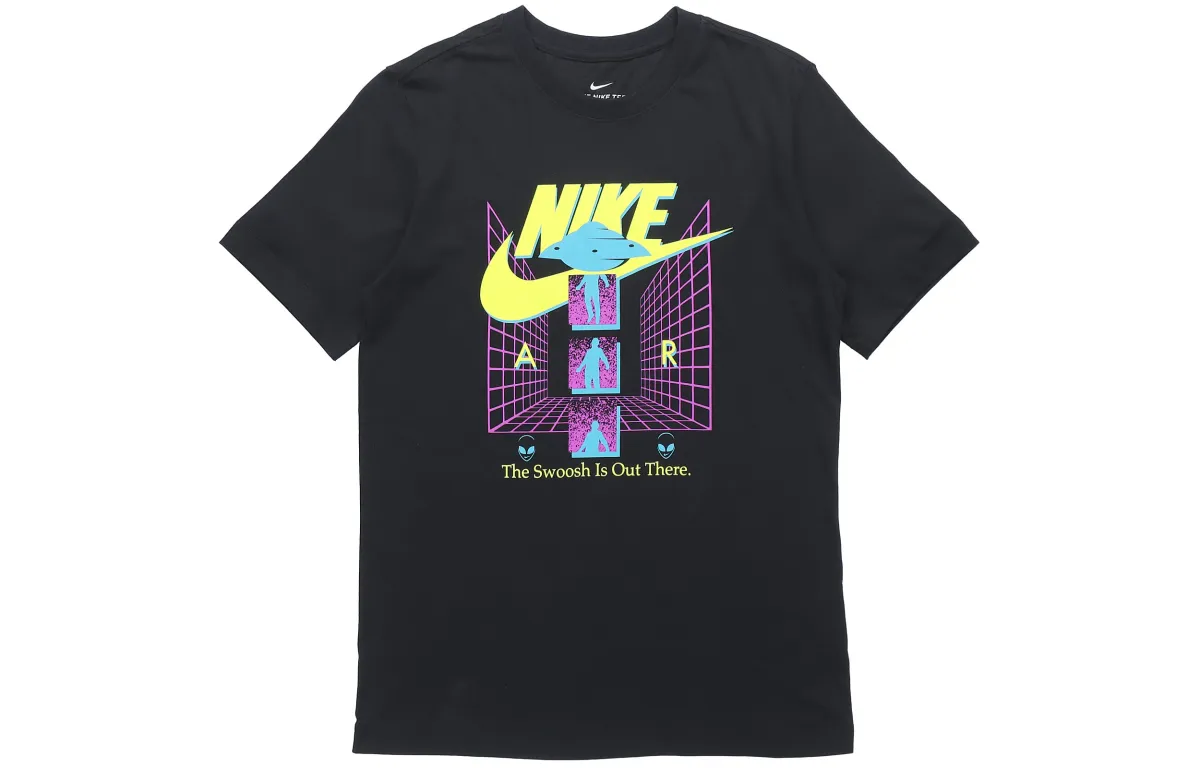 Nike T-Shirts Men's Black Crew Neck Moderate Straight Fit