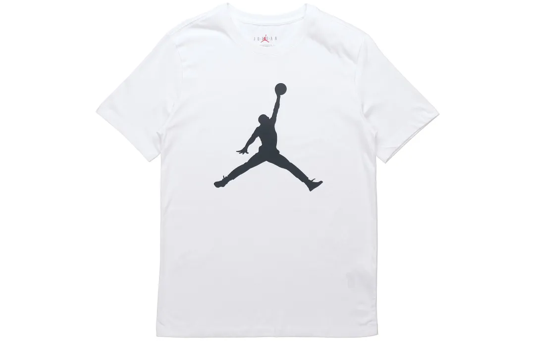 Jordan Jumpman T Shirts Men's White Crew Neck Moderate Straight Fit