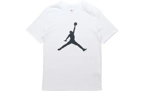 Jordan Jumpman T Shirts Men's White Crew Neck Moderate Straight Fit