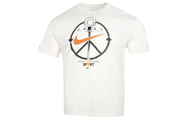 Nike T-Shirts Men's White Crew Neck Moderate Straight Fit