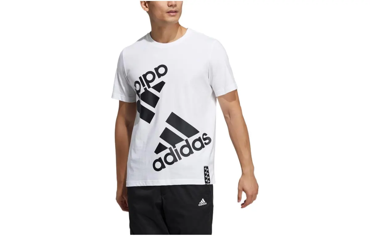Adidas T-Shirts Men's White Crew Neck Moderate Straight Fit