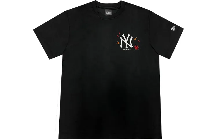 New Era T-Shirts Unisex Black Crew Neck Moderate