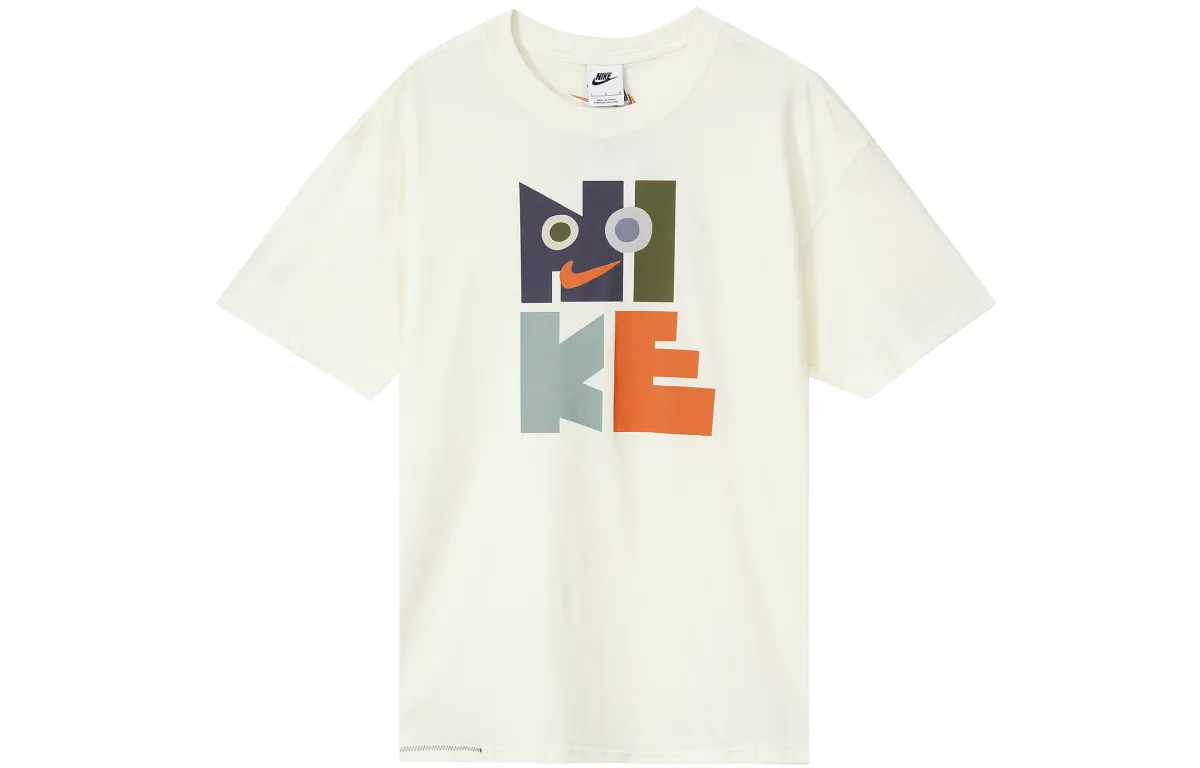 Nike T-Shirts Men's White Crew Neck Moderate Straight Fit